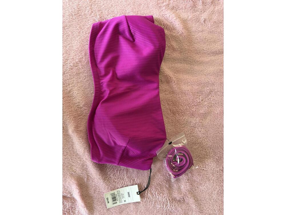 Purple Strapless Bandeau Bikini Top with Removable Straps